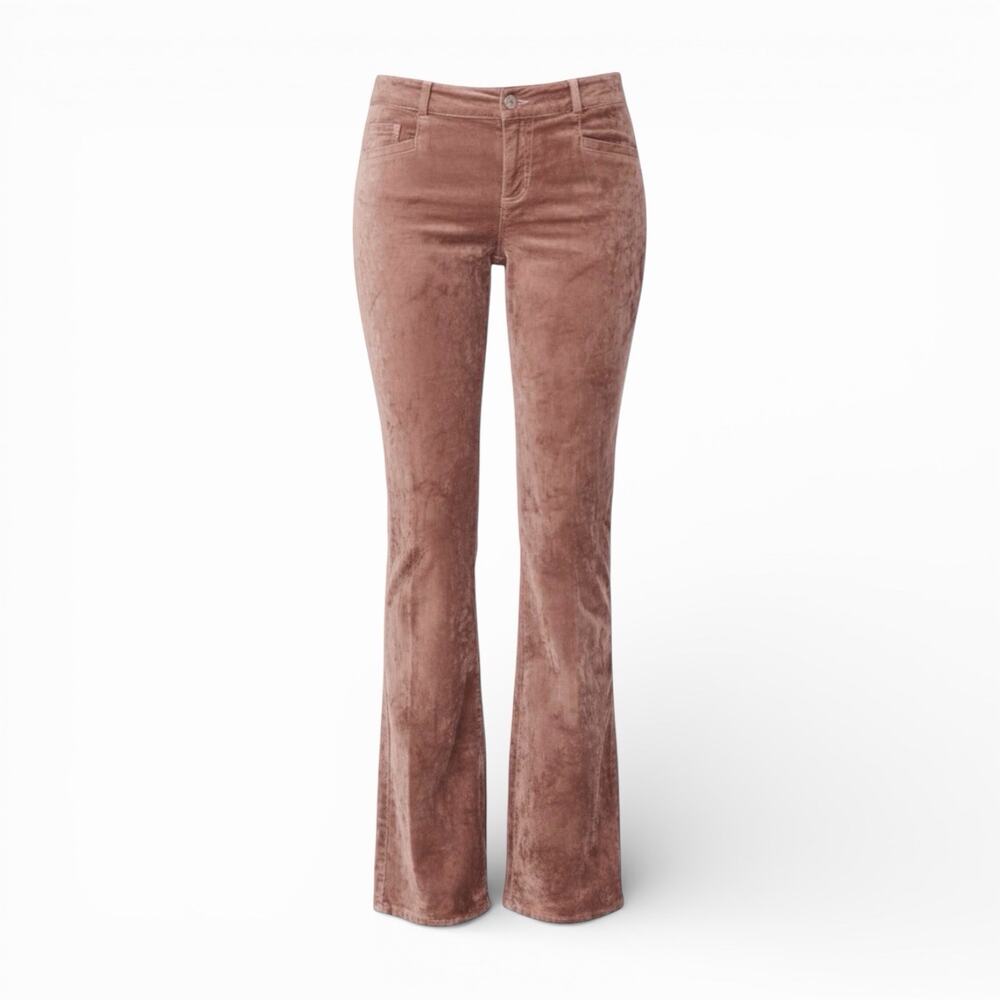 Paige Low Rise Sloane Full Length Bootcut Velvet Pants in Warm Suede - Size 8